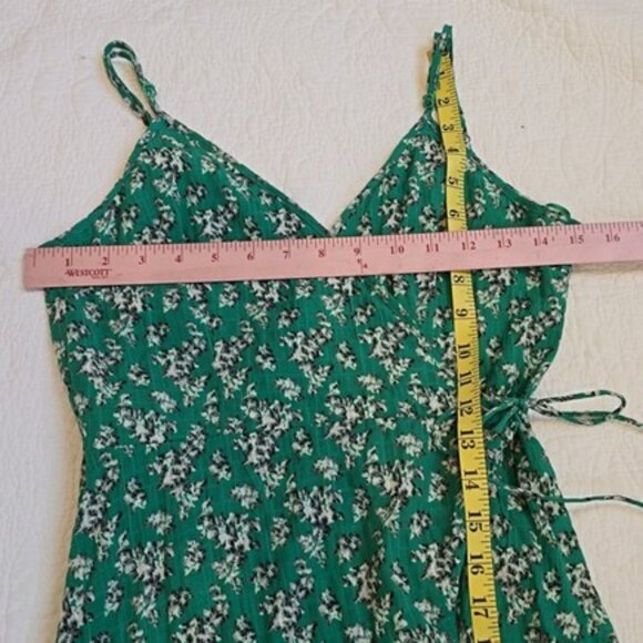 The Fifth Label Women's Wrap Maxi Dress Size XS Green Floral Ruffle Hem Boho - Picture 7 of 15